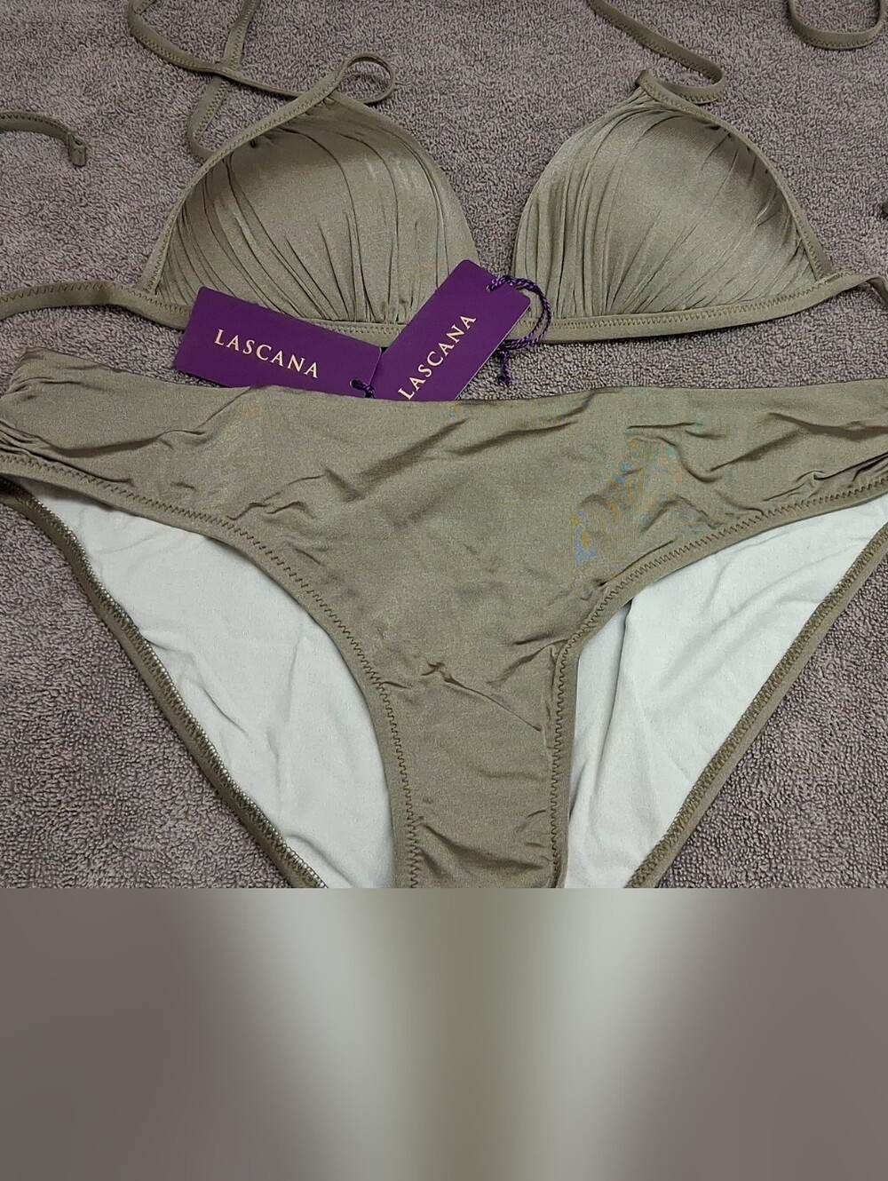 Lascana Gray/Taupe Tone Triangle Bikini - Women’s Two-Piece Swim Set
